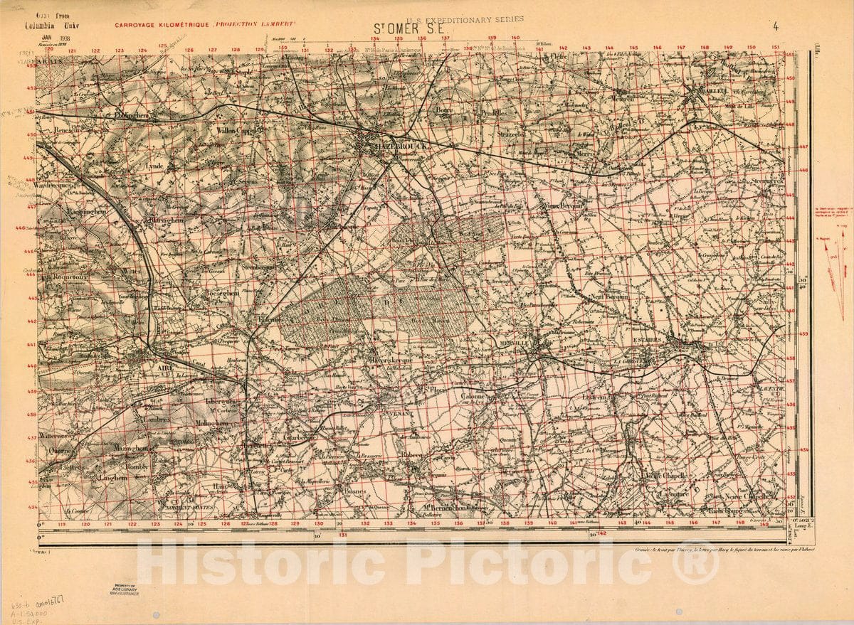 Map : France 1918- 151, [Topographic maps of France], Antique Vintage Reproduction