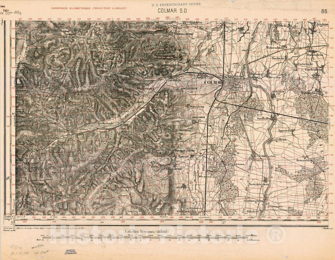 Map : France 1918- 153, [Topographic maps of France], Antique Vintage Reproduction