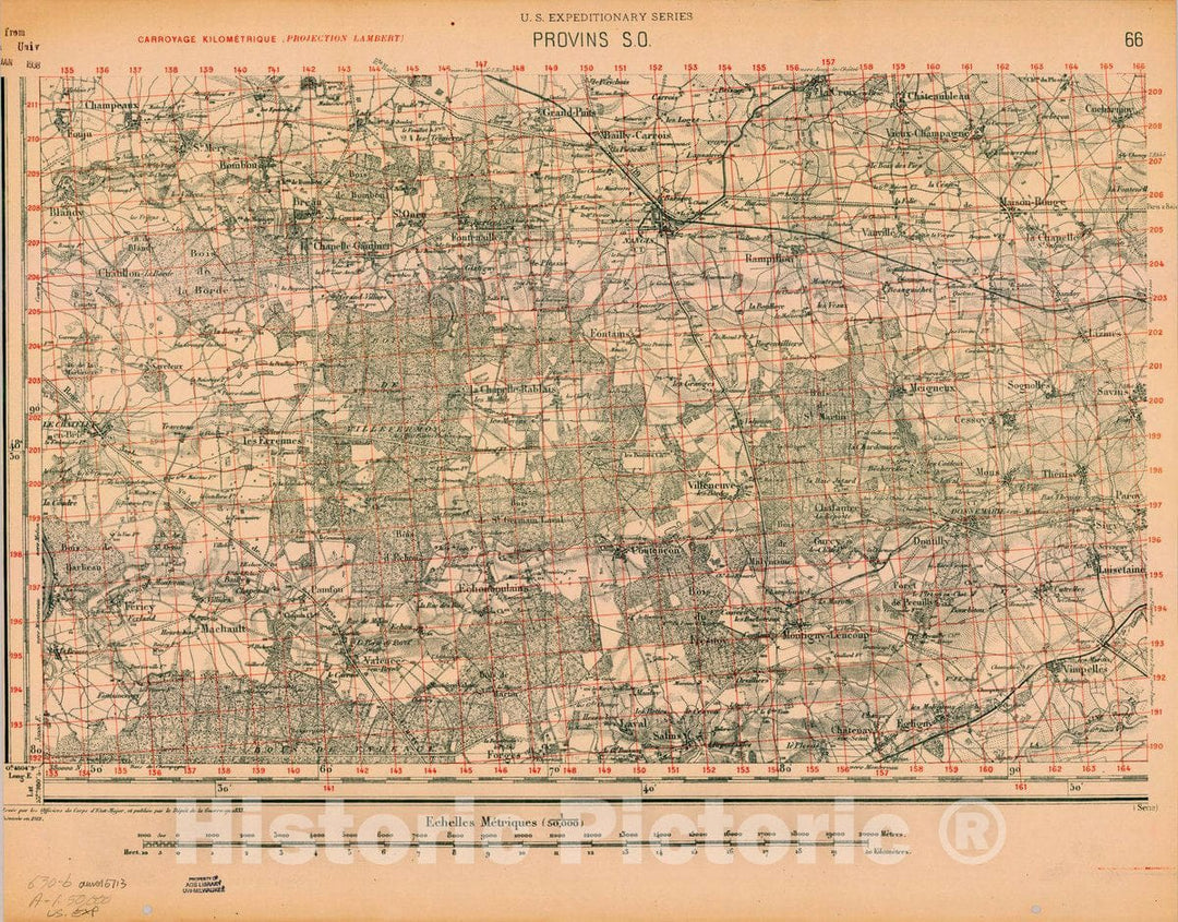 Map : France 1918- 154, [Topographic maps of France], Antique Vintage Reproduction