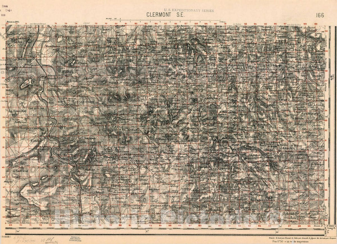 Map : France 1918- 155, [Topographic maps of France], Antique Vintage Reproduction