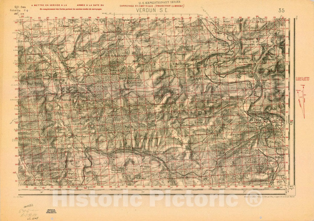 Map : France 1918- 156, [Topographic maps of France], Antique Vintage Reproduction