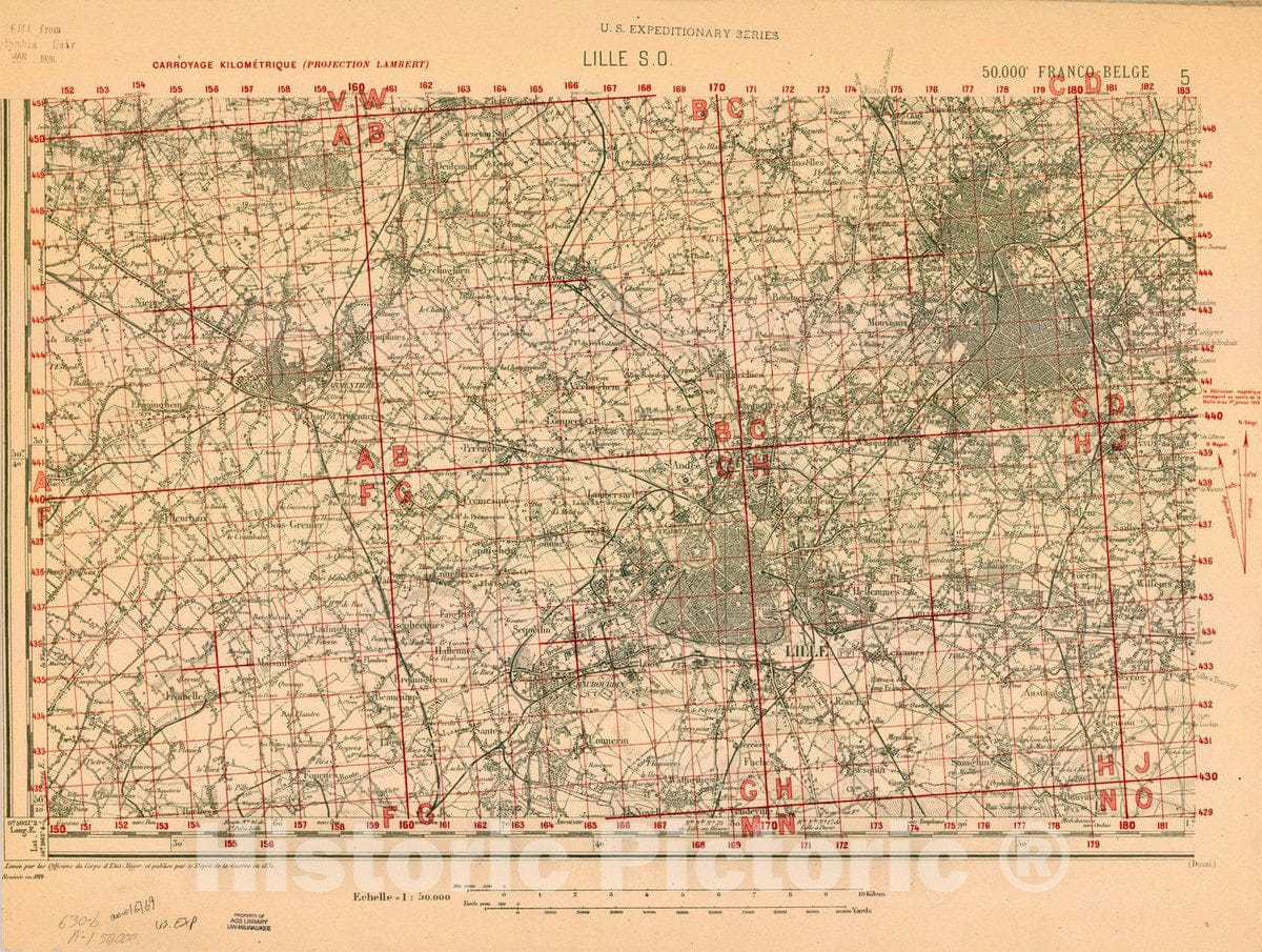 Map : France 1918- 157, [Topographic maps of France], Antique Vintage Reproduction