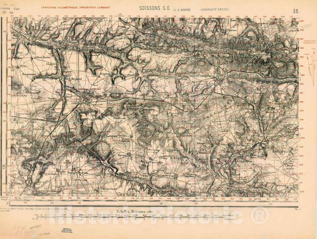 Map : France 1918- 158, [Topographic maps of France], Antique Vintage Reproduction