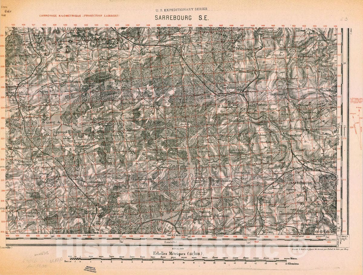 Map : France 1918- 198, [Topographic maps of France], Antique Vintage Reproduction