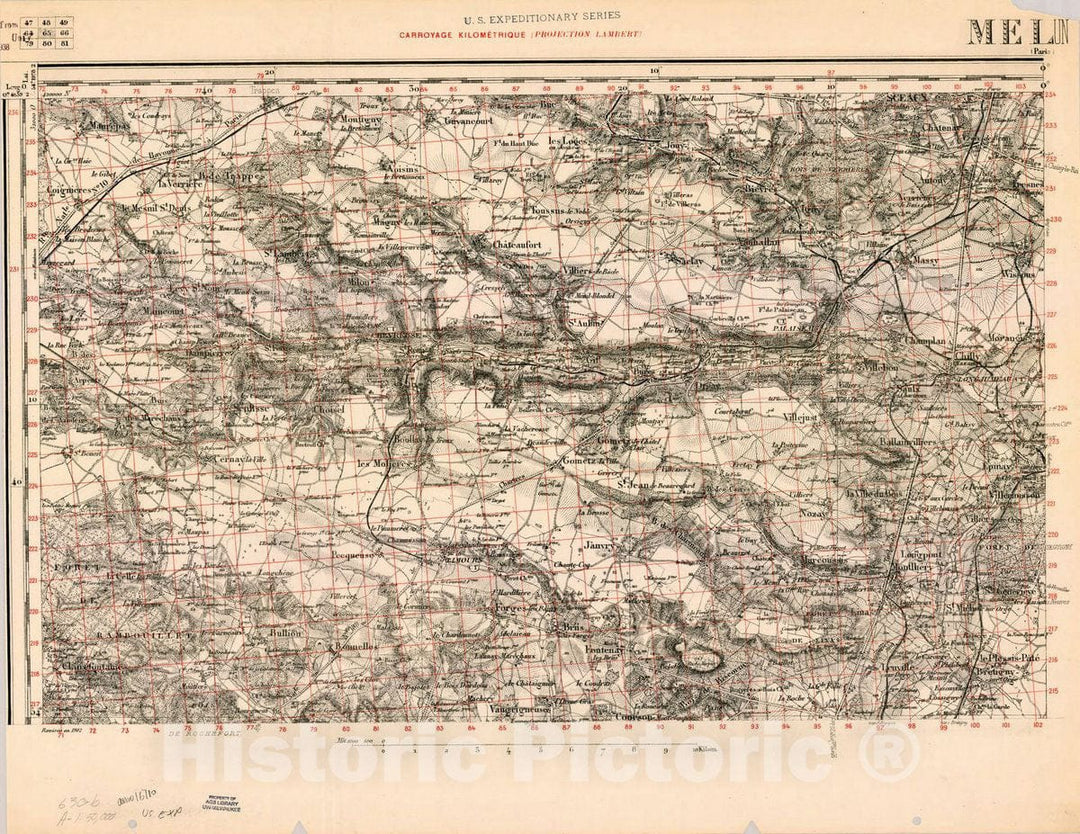 Map : France 1918- 161, [Topographic maps of France], Antique Vintage Reproduction