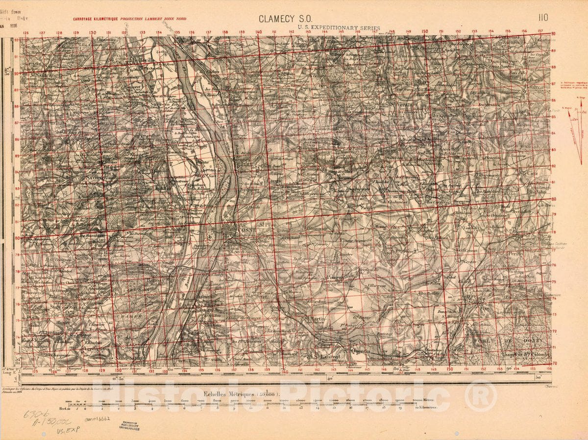 Map : France 1918- 164, [Topographic maps of France], Antique Vintage Reproduction