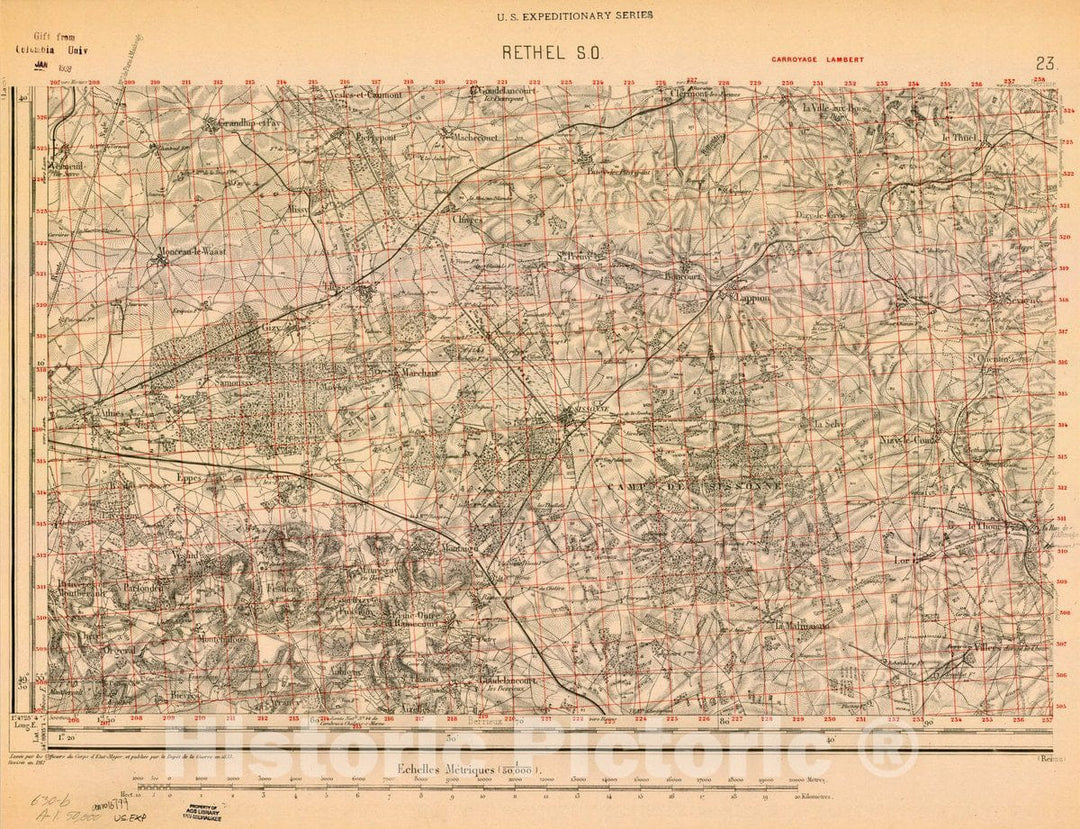 Map : France 1918- 166, [Topographic maps of France], Antique Vintage Reproduction