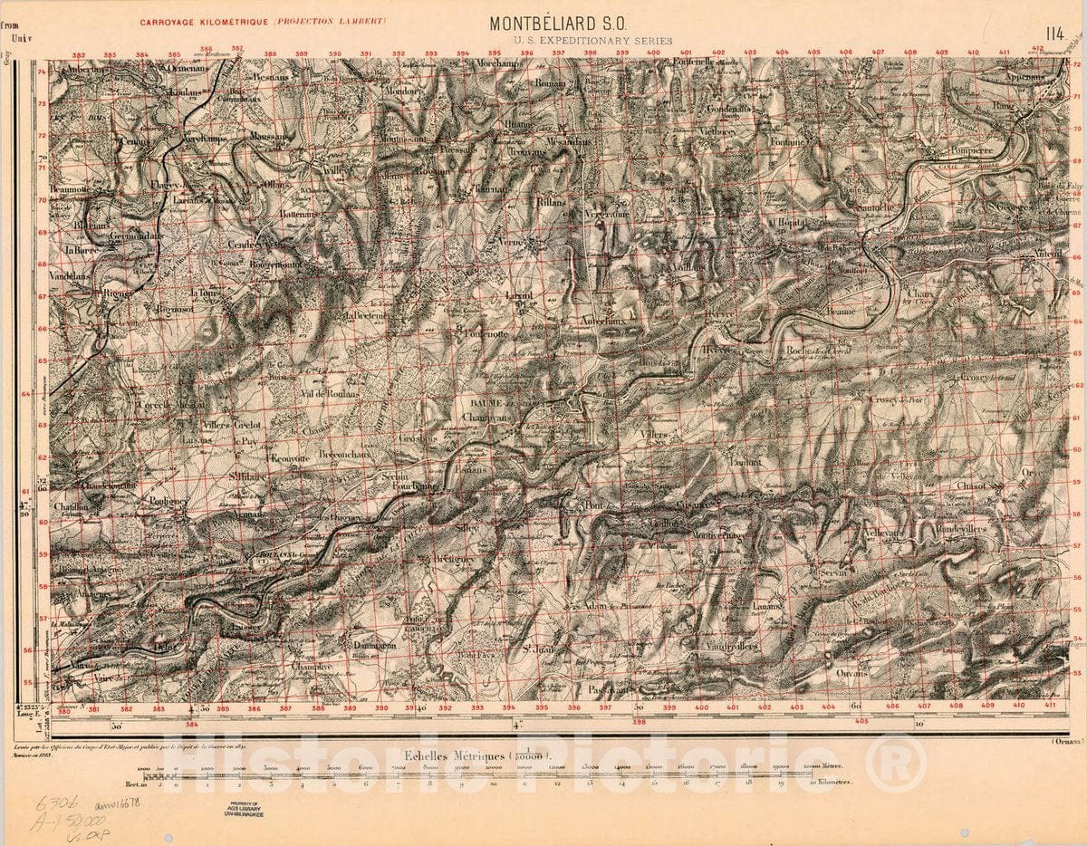 Map : France 1918- 170, [Topographic maps of France], Antique Vintage Reproduction