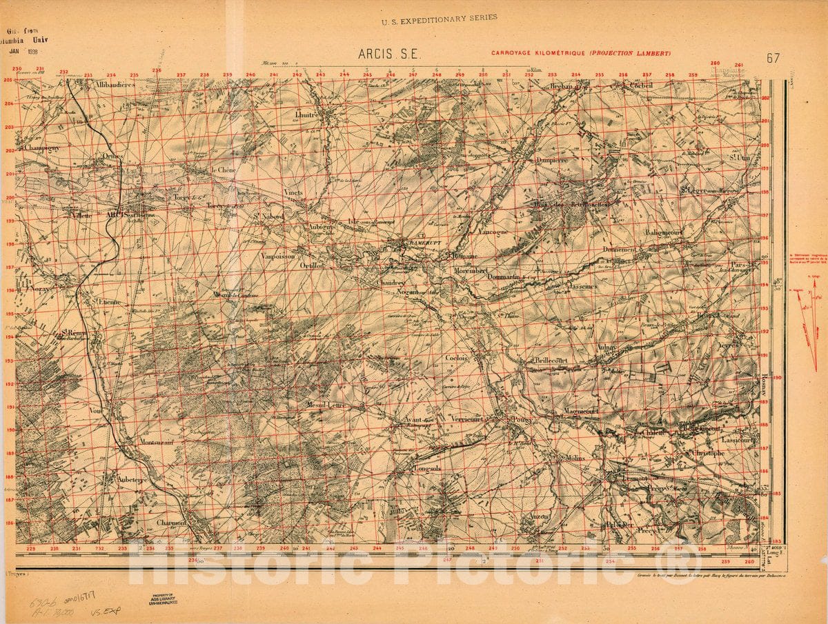 Map : France 1918- 180, [Topographic maps of France], Antique Vintage Reproduction