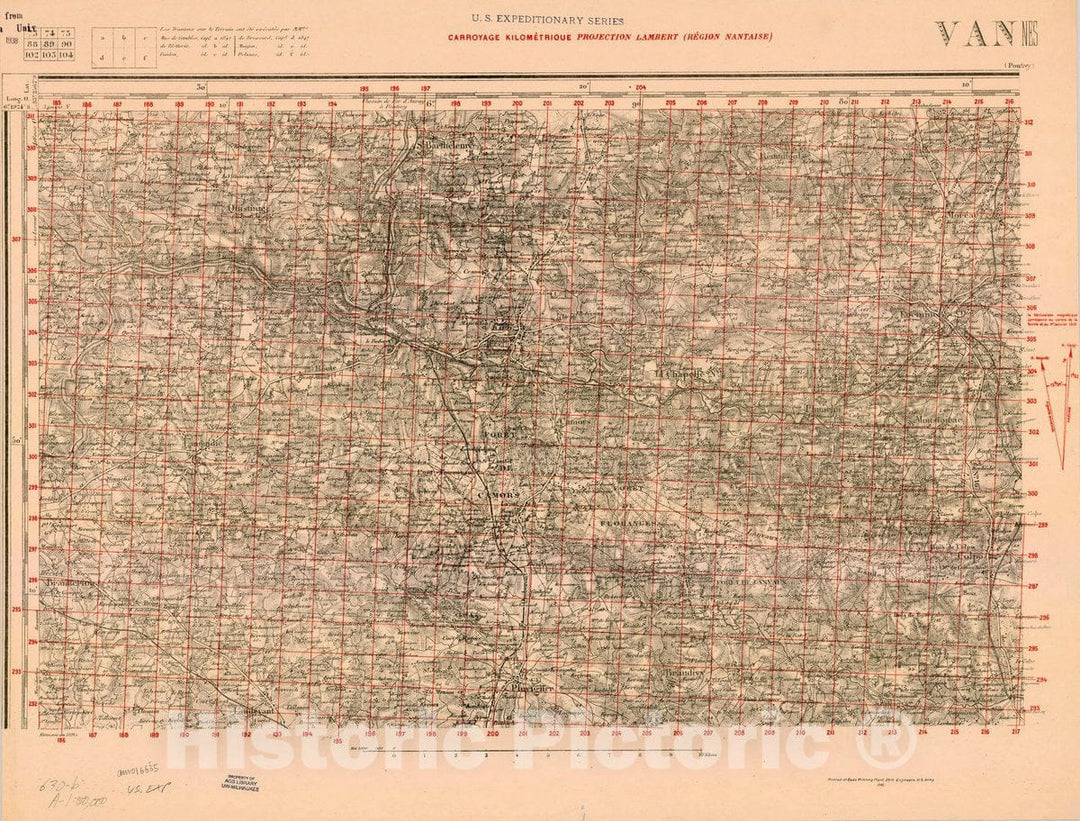 Map : France 1918- 183, [Topographic maps of France], Antique Vintage Reproduction