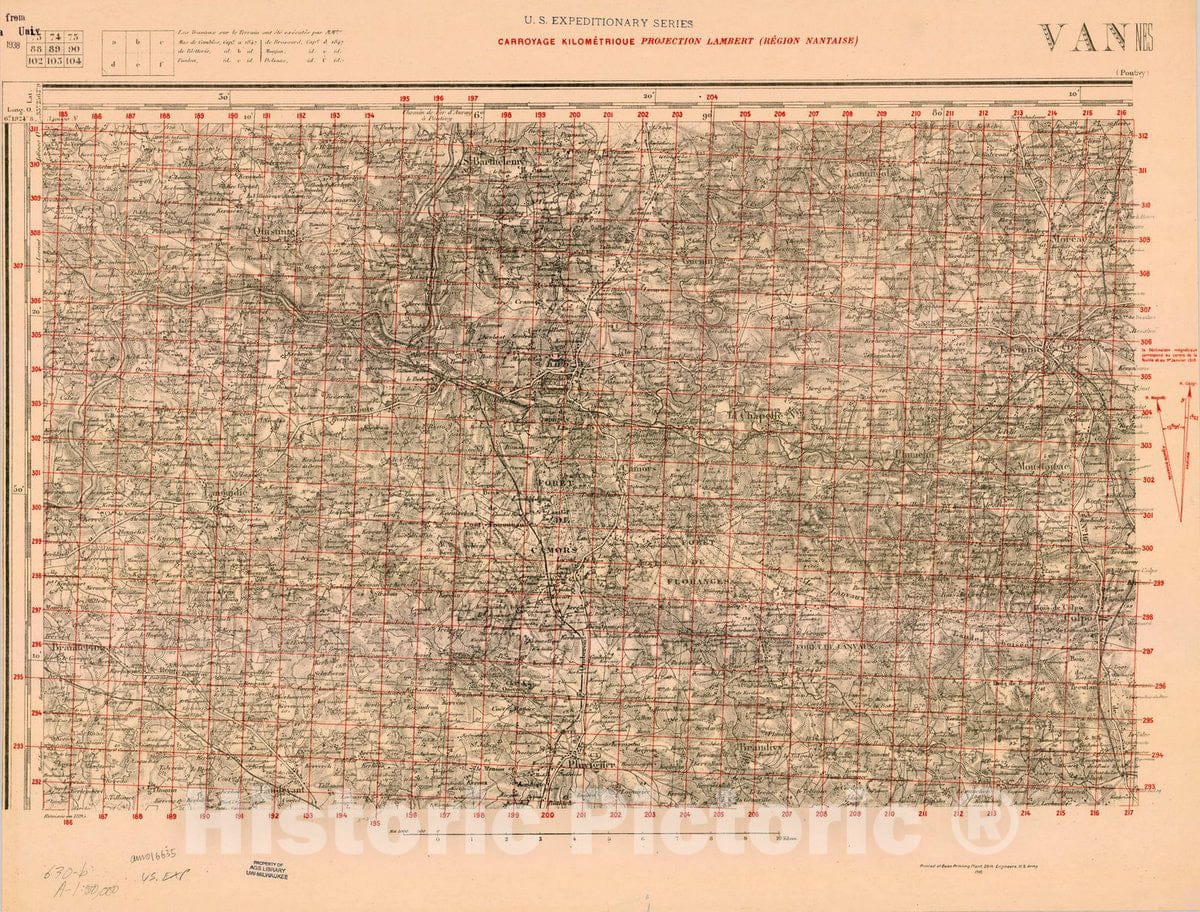 Map : France 1918- 183, [Topographic maps of France], Antique Vintage Reproduction