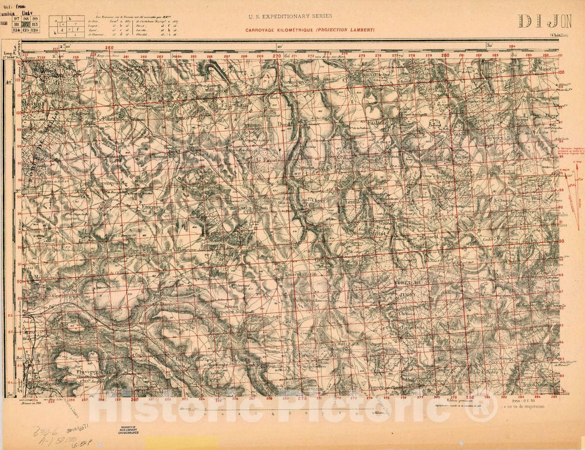 Map : France 1918- 184, [Topographic maps of France], Antique Vintage Reproduction