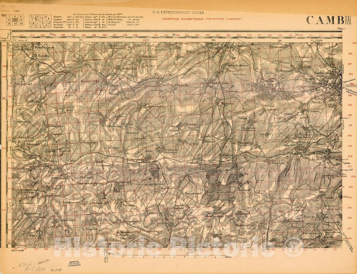 Map : France 1918- 185, [Topographic maps of France], Antique Vintage Reproduction