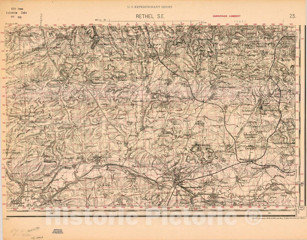 Map : France 1918- 186, [Topographic maps of France], Antique Vintage Reproduction