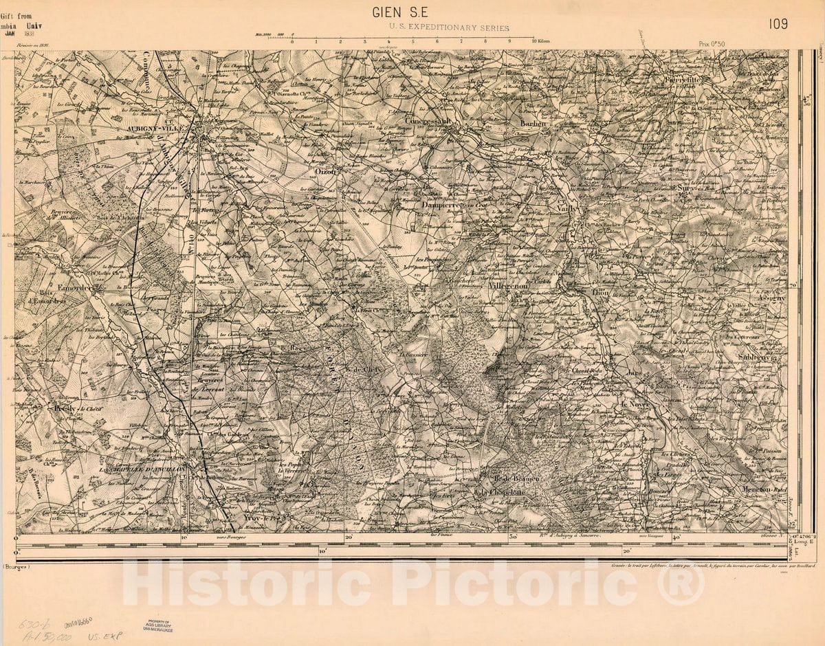 Map : France 1918- 187, [Topographic maps of France], Antique Vintage Reproduction