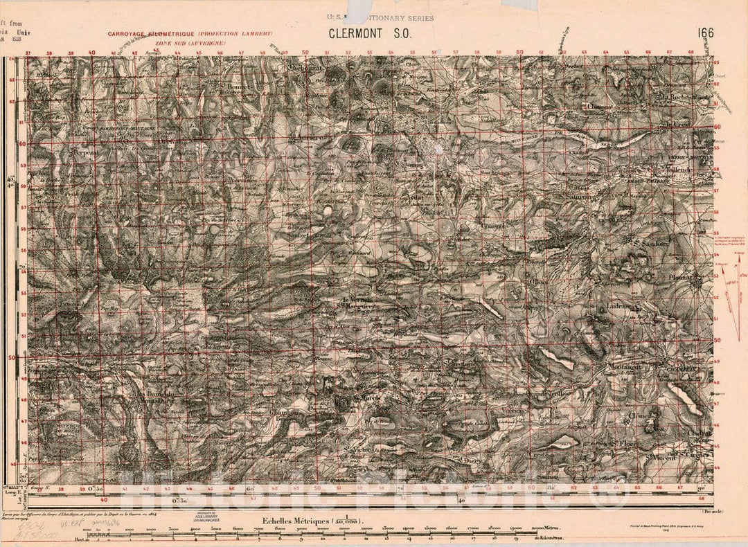 Map : France 1918- 188, [Topographic maps of France], Antique Vintage Reproduction