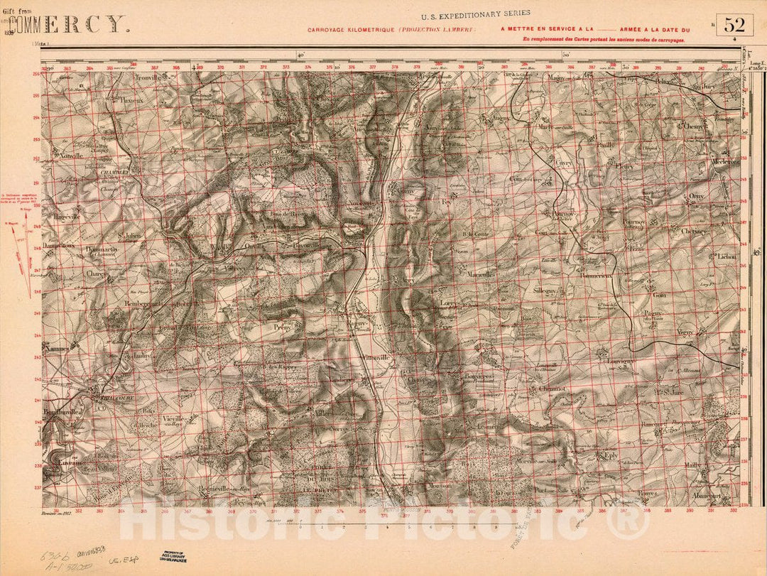 Map : France 1918- 190, [Topographic maps of France], Antique Vintage Reproduction