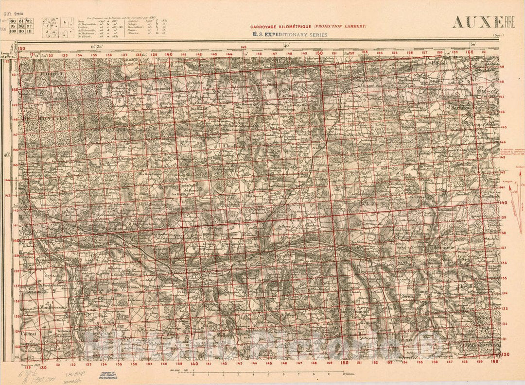 Map : France 1918- 3, [Topographic maps of France], Antique Vintage Reproduction