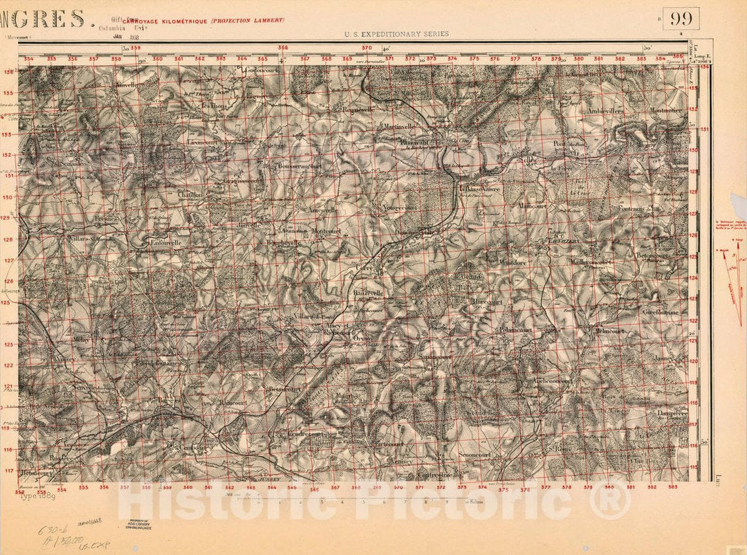 Map : France 1918- 6, [Topographic maps of France], Antique Vintage Reproduction