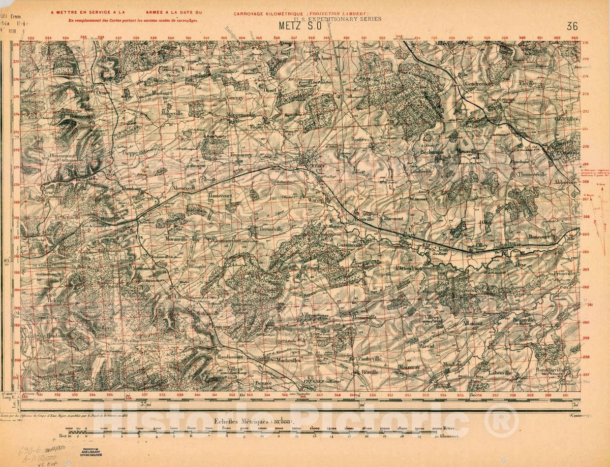 Map : France 1918- 8, [Topographic maps of France], Antique Vintage Reproduction