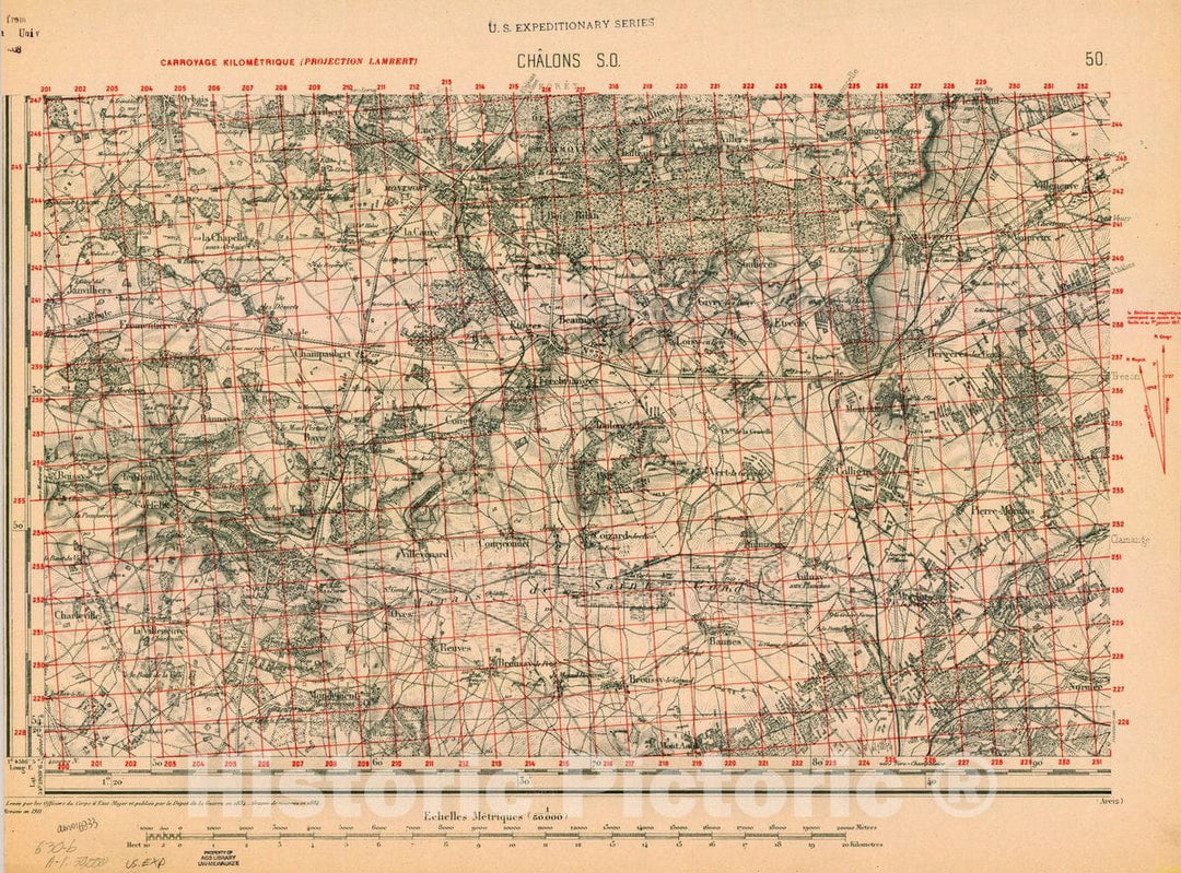 Map : France 1918- 9, [Topographic maps of France], Antique Vintage Reproduction