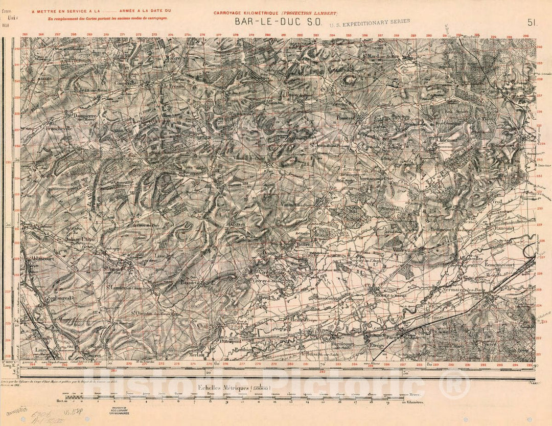 Map : France 1918- 10, [Topographic maps of France], Antique Vintage Reproduction