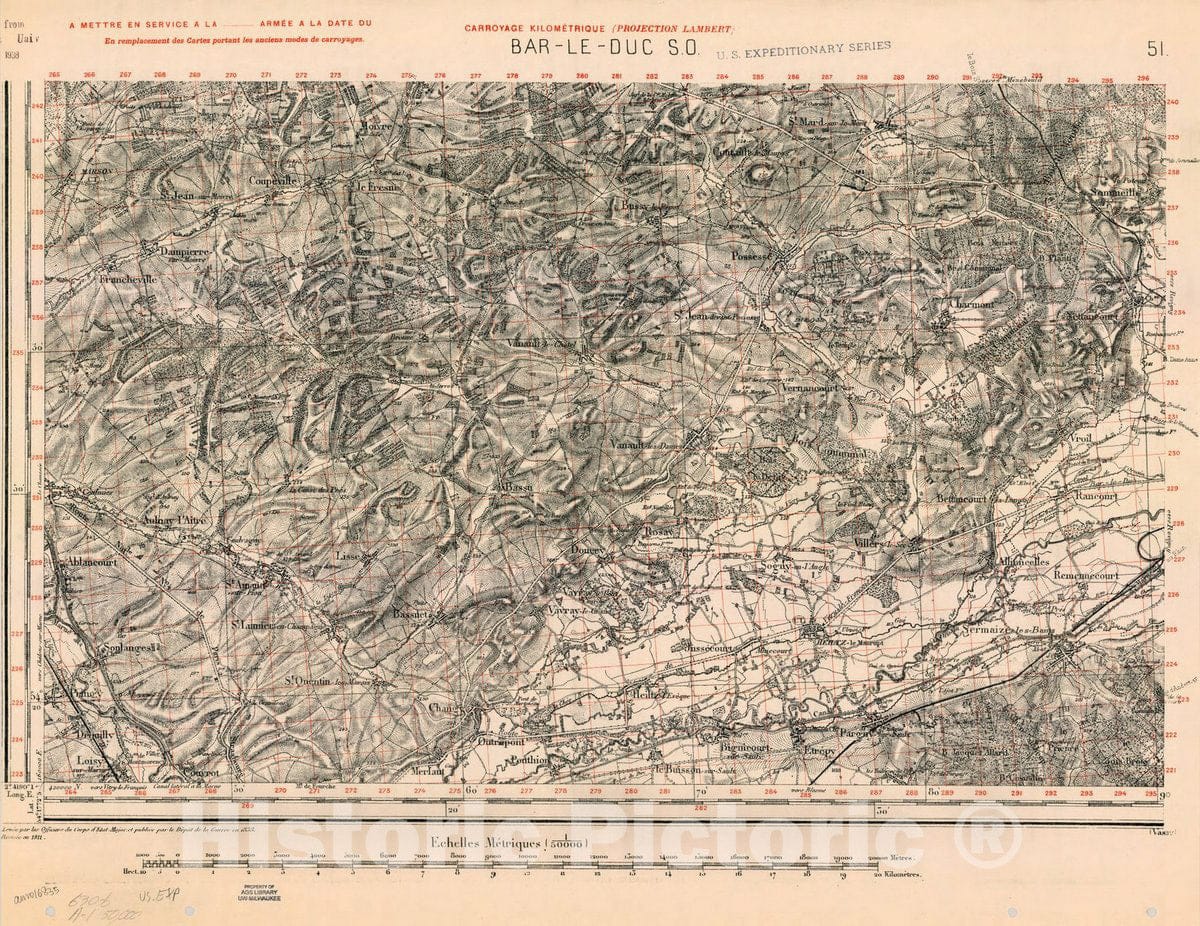 Map : France 1918- 10, [Topographic maps of France], Antique Vintage Reproduction