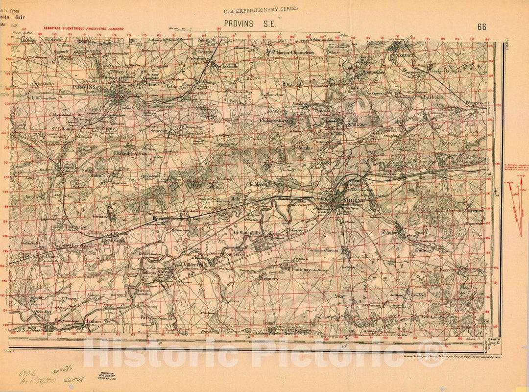 Map : France 1918- 11, [Topographic maps of France], Antique Vintage Reproduction