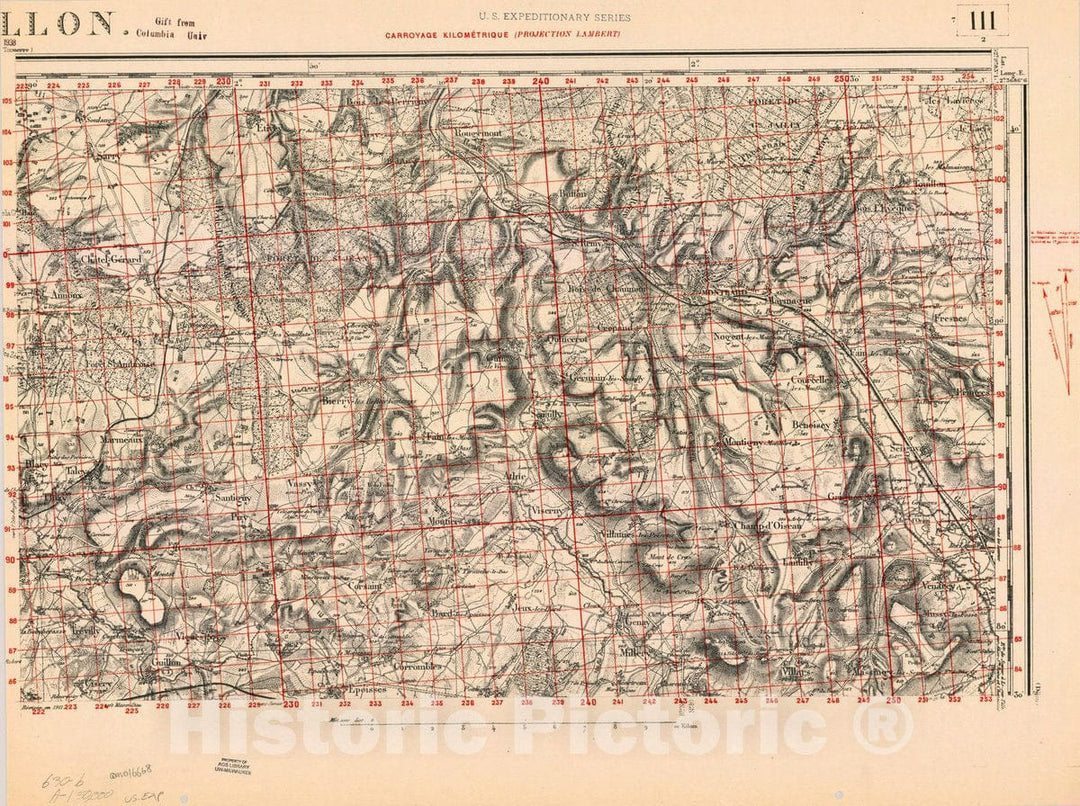 Map : France 1918- 12, [Topographic maps of France], Antique Vintage Reproduction