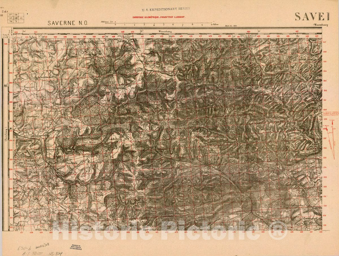 Map : France 1918- 15, [Topographic maps of France], Antique Vintage Reproduction