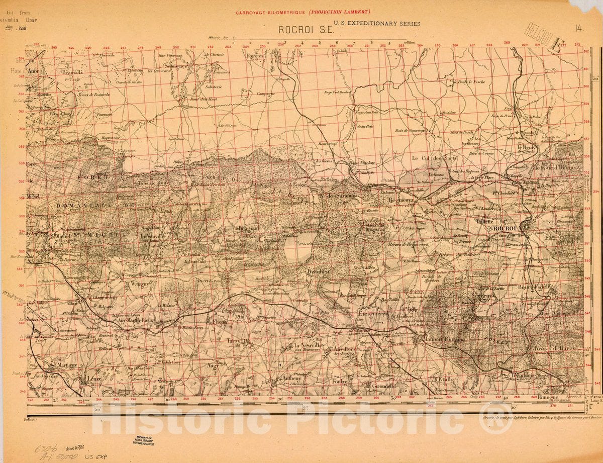 Map : France 1918- 17, [Topographic maps of France], Antique Vintage Reproduction