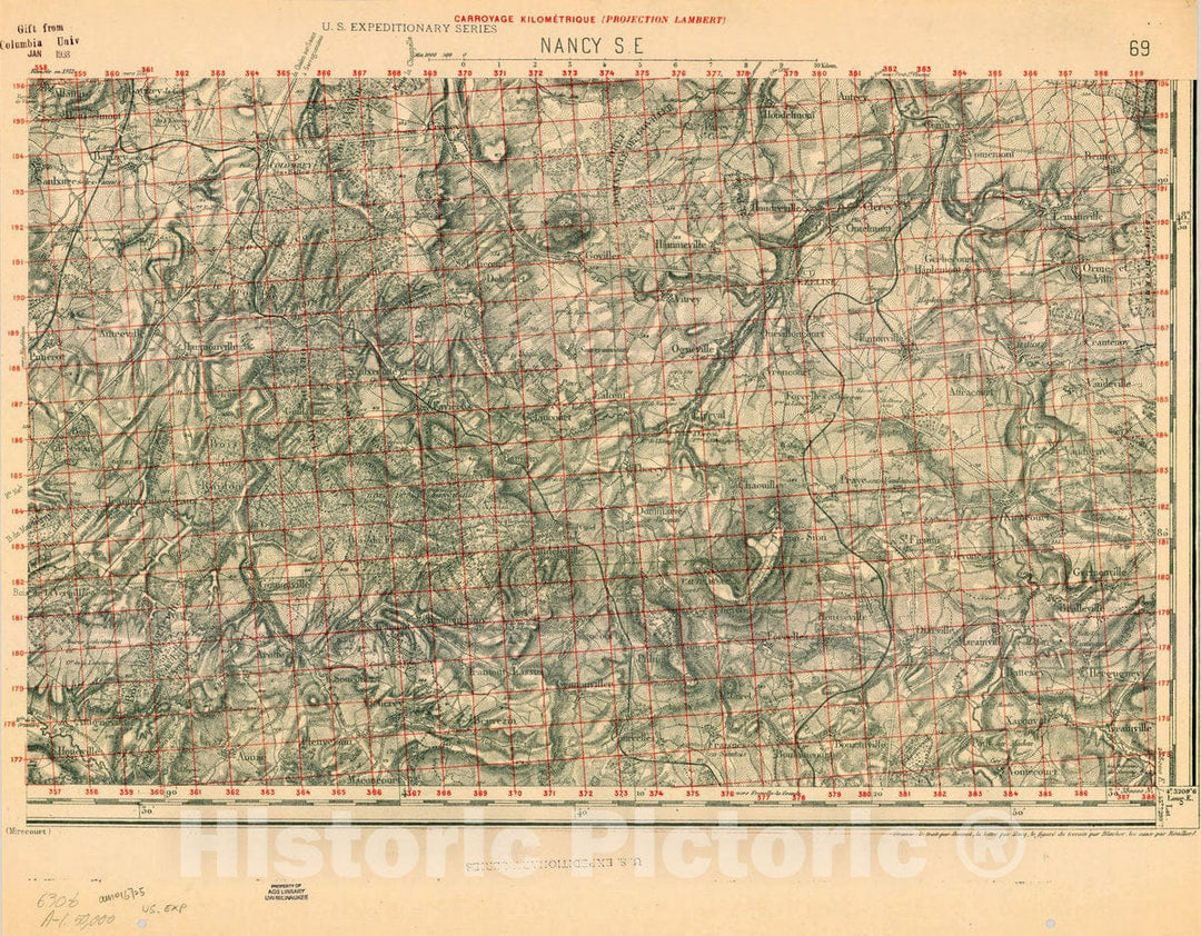 Map : France 1918- 18, [Topographic maps of France], Antique Vintage Reproduction