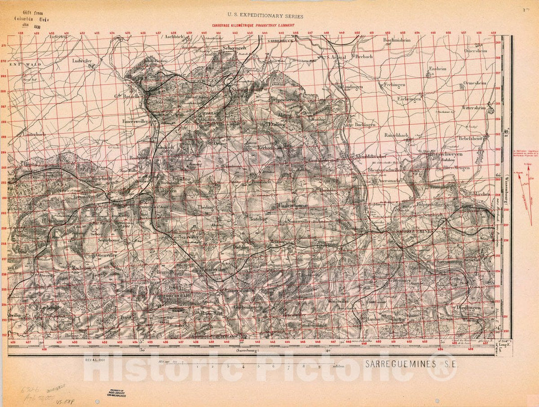 Map : France 1918- 19, [Topographic maps of France], Antique Vintage Reproduction