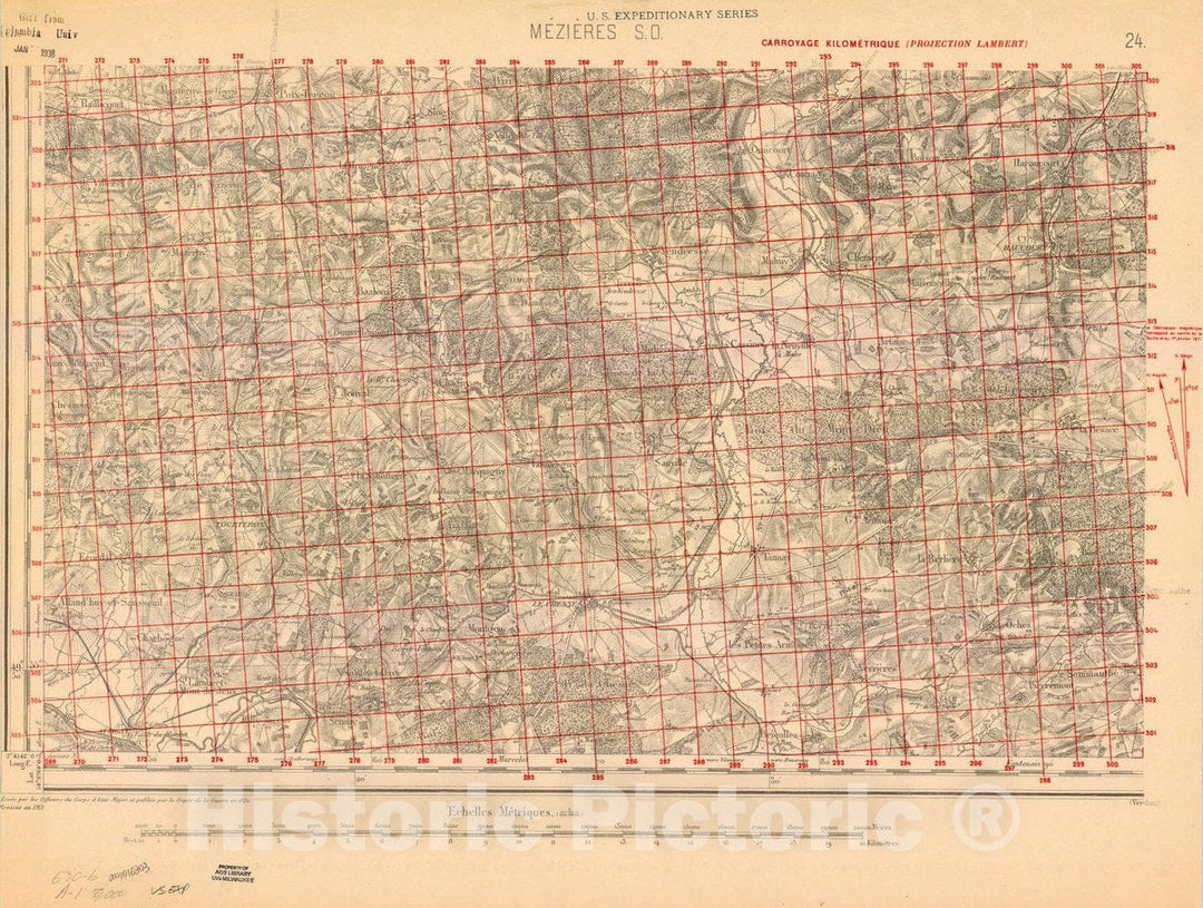 Map : France 1918- 21, [Topographic maps of France], Antique Vintage Reproduction