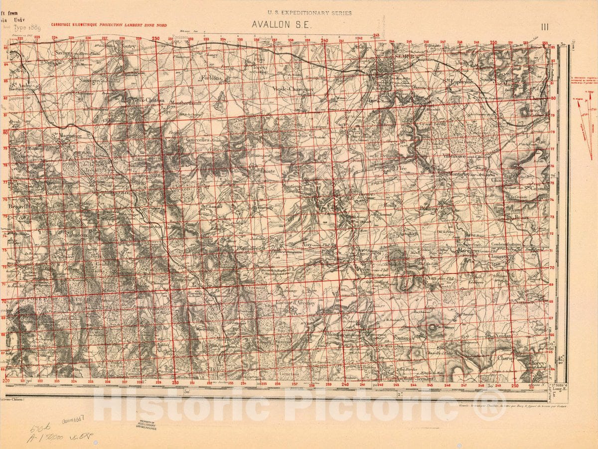 Map : France 1918- 26, [Topographic maps of France], Antique Vintage Reproduction