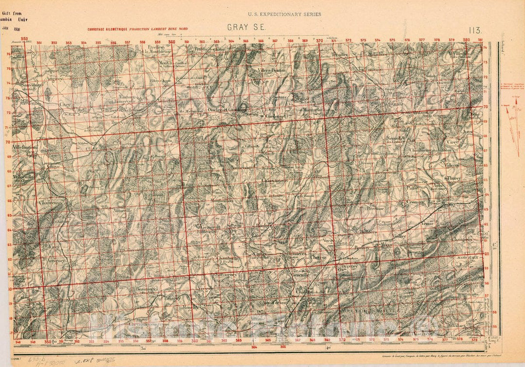 Map : France 1918- 28, [Topographic maps of France], Antique Vintage Reproduction