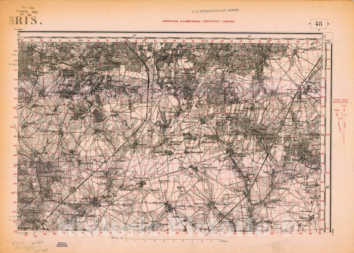 Map : France 1918- 199, [Topographic maps of France], Antique Vintage Reproduction