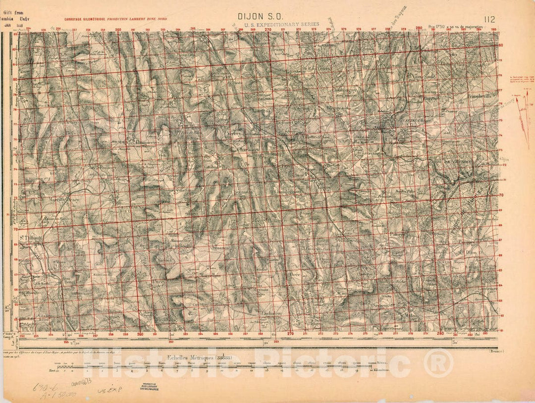 Map : France 1918- 34, [Topographic maps of France], Antique Vintage Reproduction