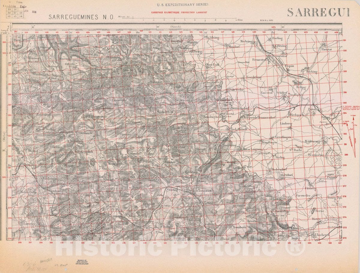 Map : France 1918- 56, [Topographic maps of France], Antique Vintage Reproduction