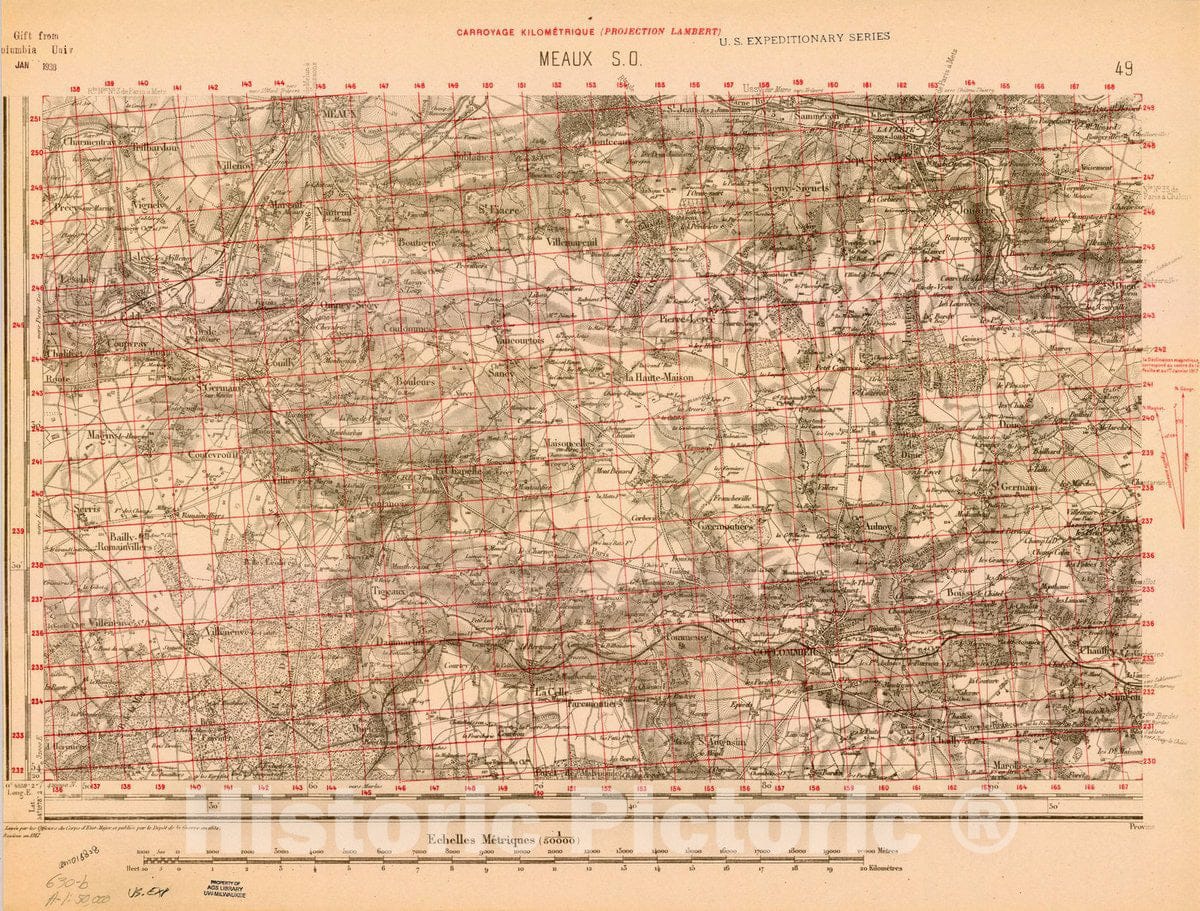 Map : France 1918- 58, [Topographic maps of France], Antique Vintage Reproduction