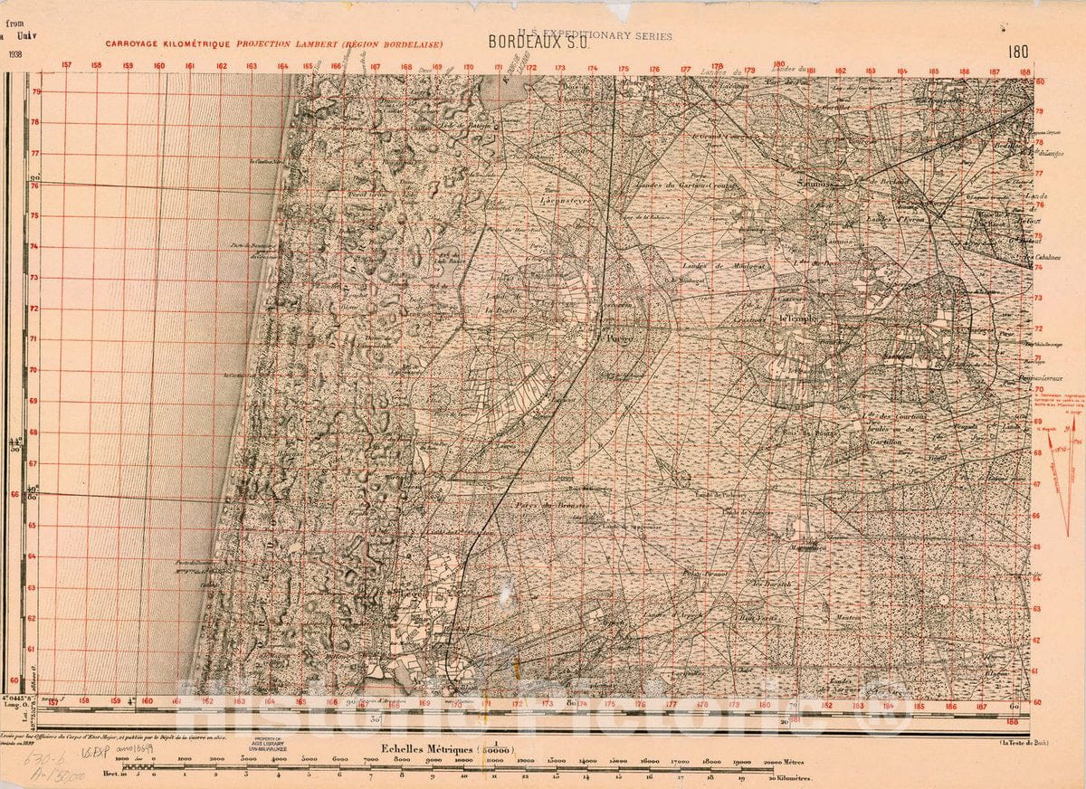 Map : France 1918- 60, [Topographic maps of France], Antique Vintage Reproduction