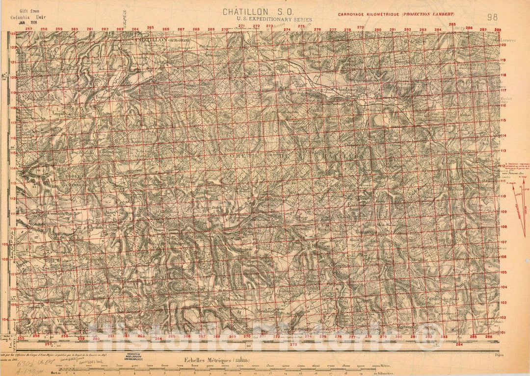 Map : France 1918- 62, [Topographic maps of France], Antique Vintage Reproduction