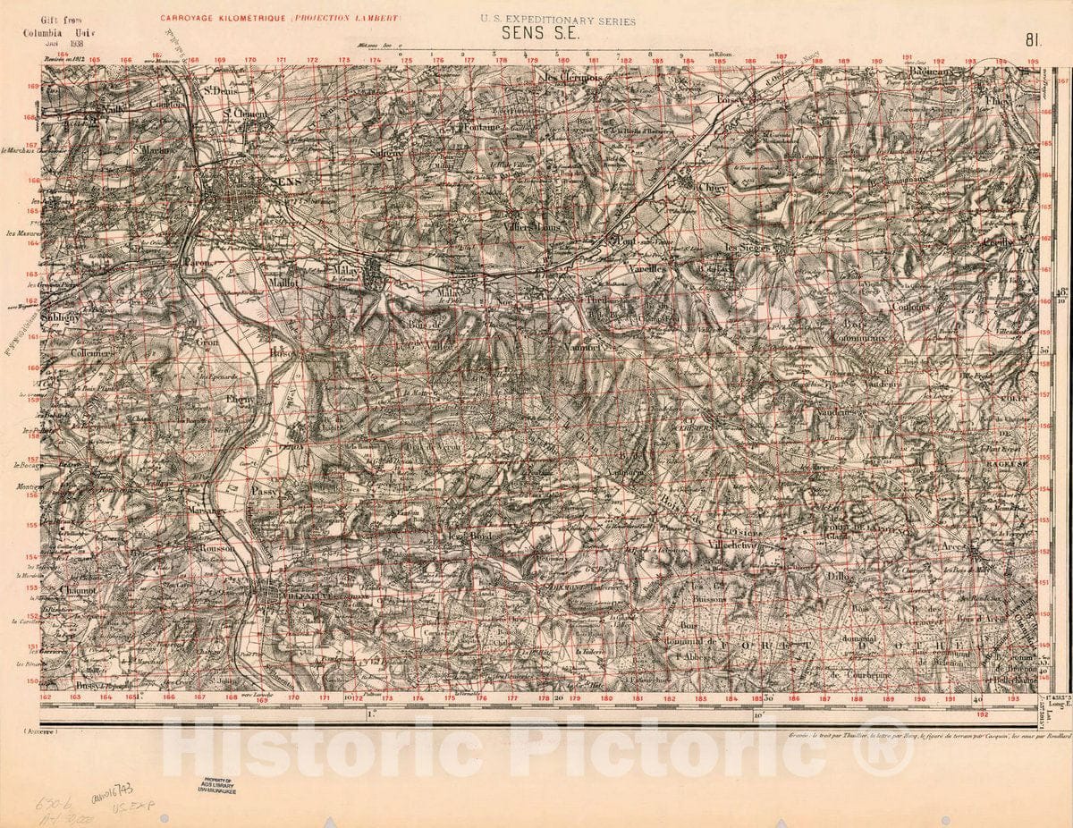 Map : France 1918- 63, [Topographic maps of France], Antique Vintage Reproduction