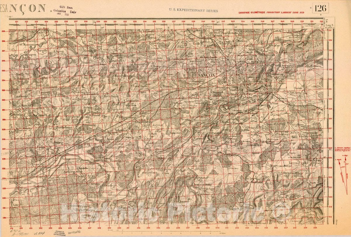 Map : France 1918- 64, [Topographic maps of France], Antique Vintage Reproduction