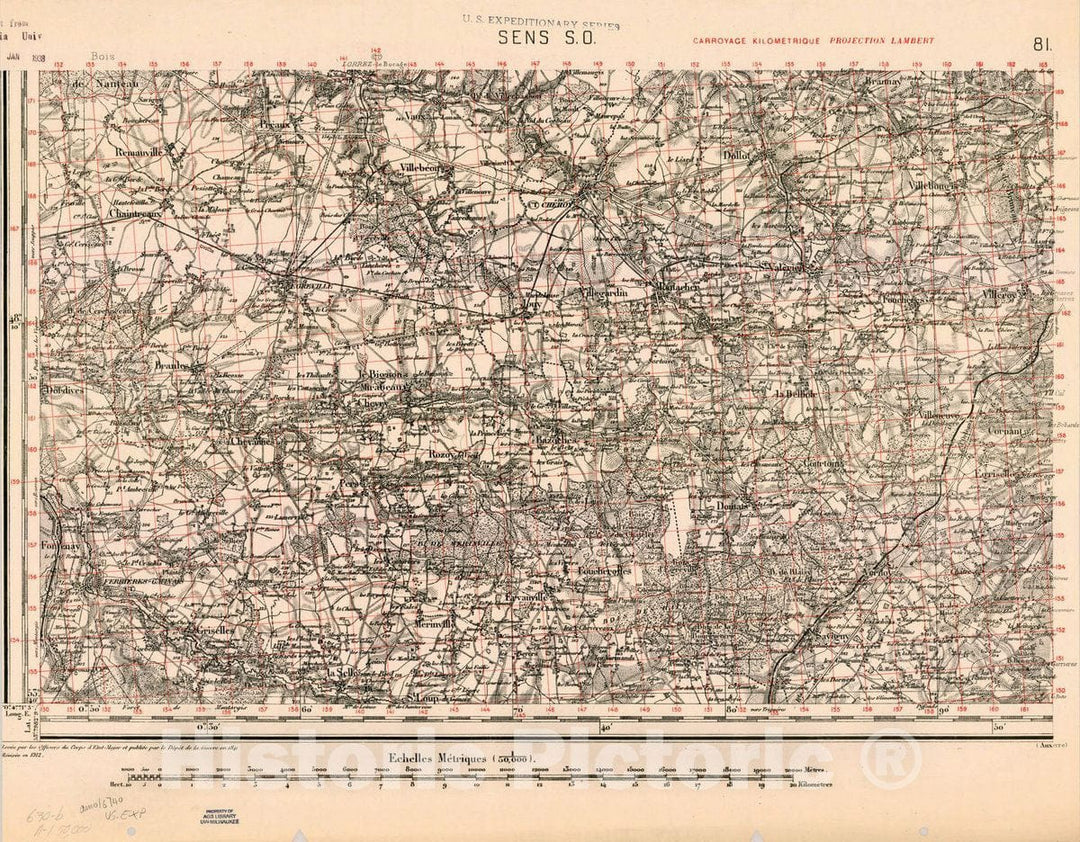 Map : France 1918- 67, [Topographic maps of France], Antique Vintage Reproduction