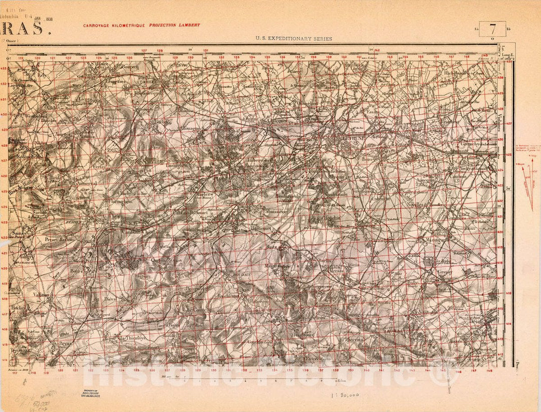 Map : France 1918- 69, [Topographic maps of France], Antique Vintage Reproduction