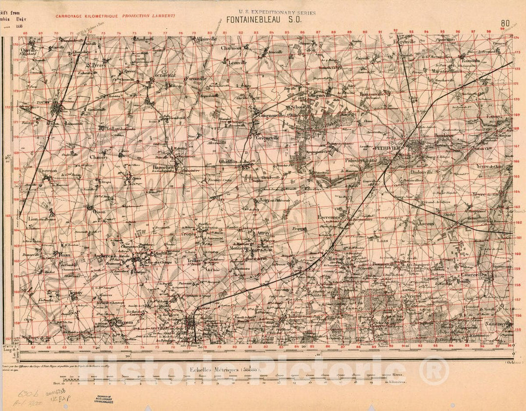 Map : France 1918- 73, [Topographic maps of France], Antique Vintage Reproduction