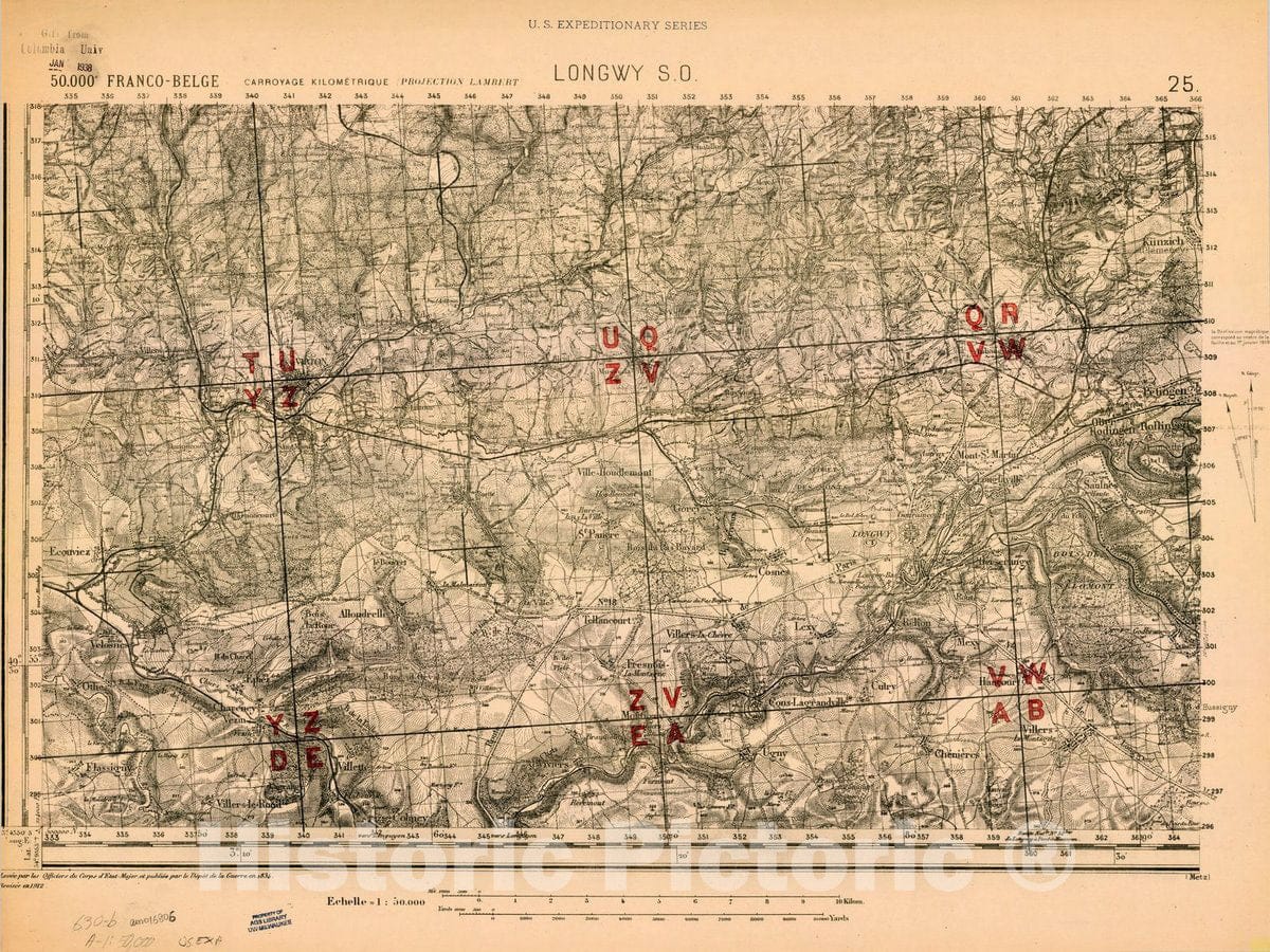 Map : France 1918- 77, [Topographic maps of France], Antique Vintage Reproduction