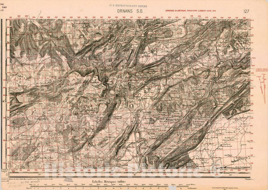 Map : France 1918- 80, [Topographic maps of France], Antique Vintage Reproduction