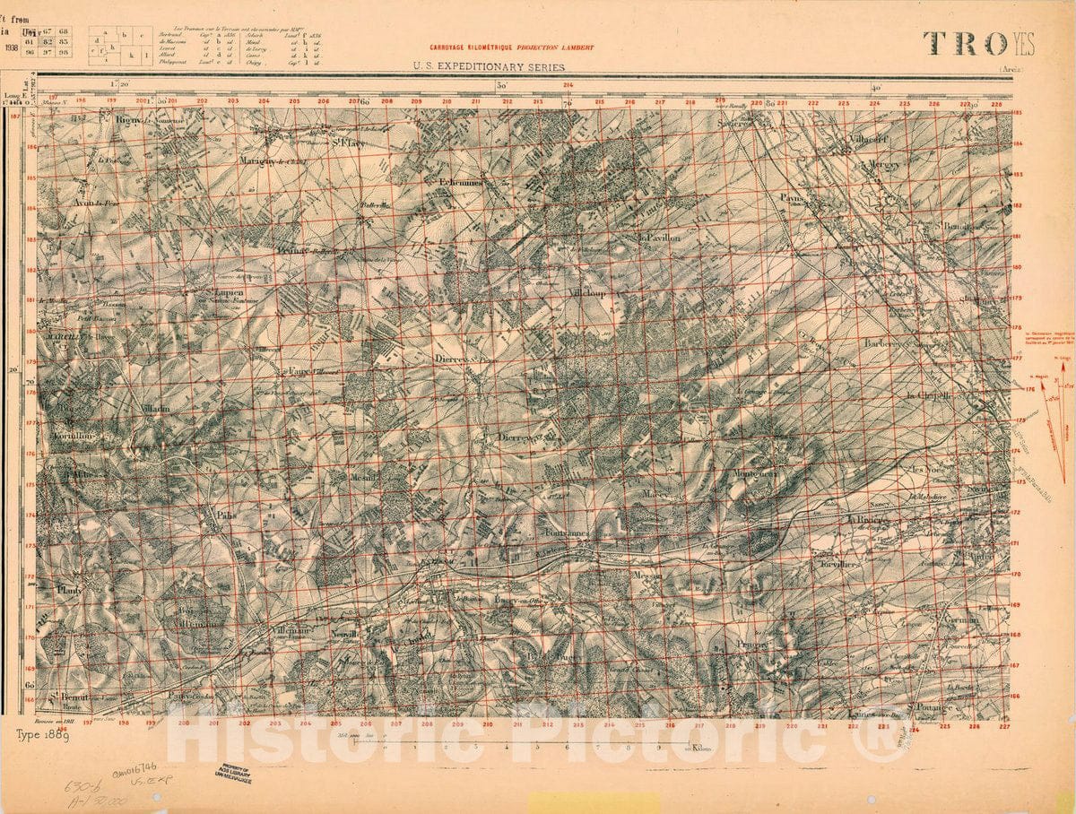 Map : France 1918- 82, [Topographic maps of France], Antique Vintage Reproduction